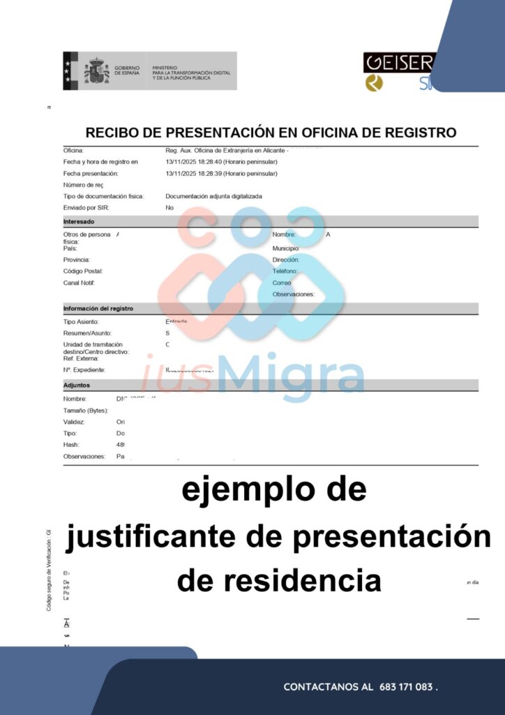 ejemplo de justificante de presentación de residencia, solicitar residencia legal en España con la regularización masiva